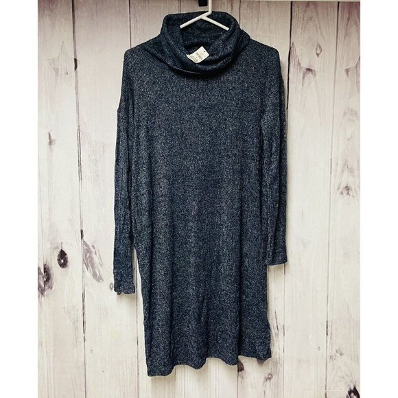 Old Navy Knitted Sweater Dress Womens Medium Blue Turtleneck Long Sleeve - Picture 1 of 3